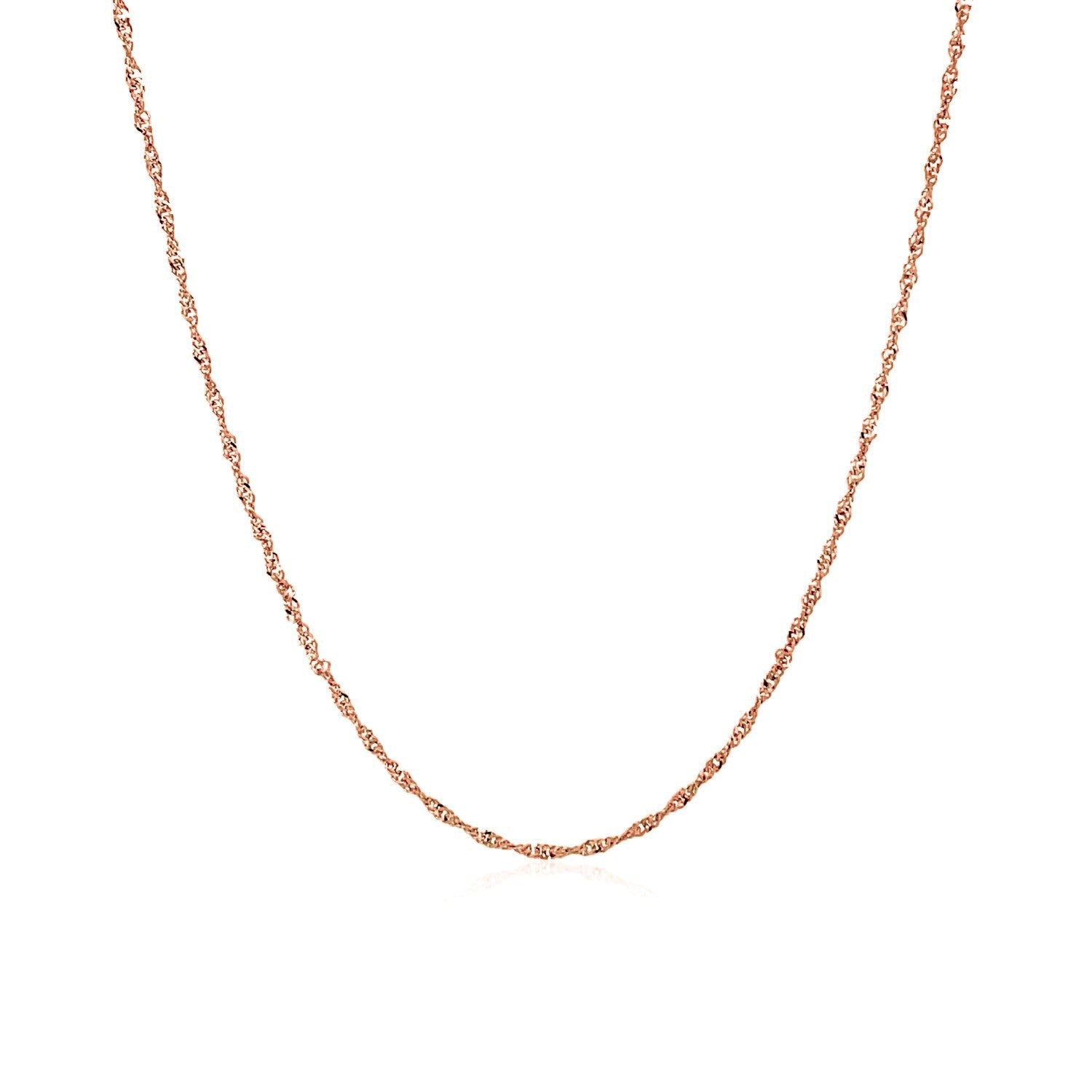 14k Rose Gold Singapore Chain (1.10 mm) in a sleek high-contrast midnight luxury editorial style